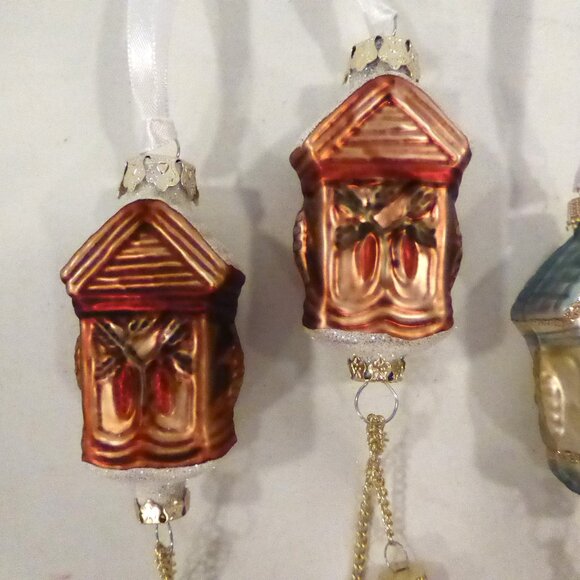 NEW 7.5” CUCKCOO CLOCK GERMAN GLASS CHRISTMAS LOT OF 4 - Picture 11 of 13